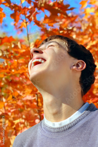 teenager rejoices autumns