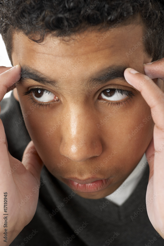 Portrait Of Stressed Young Boy Portrait Of Stressed Young Boy