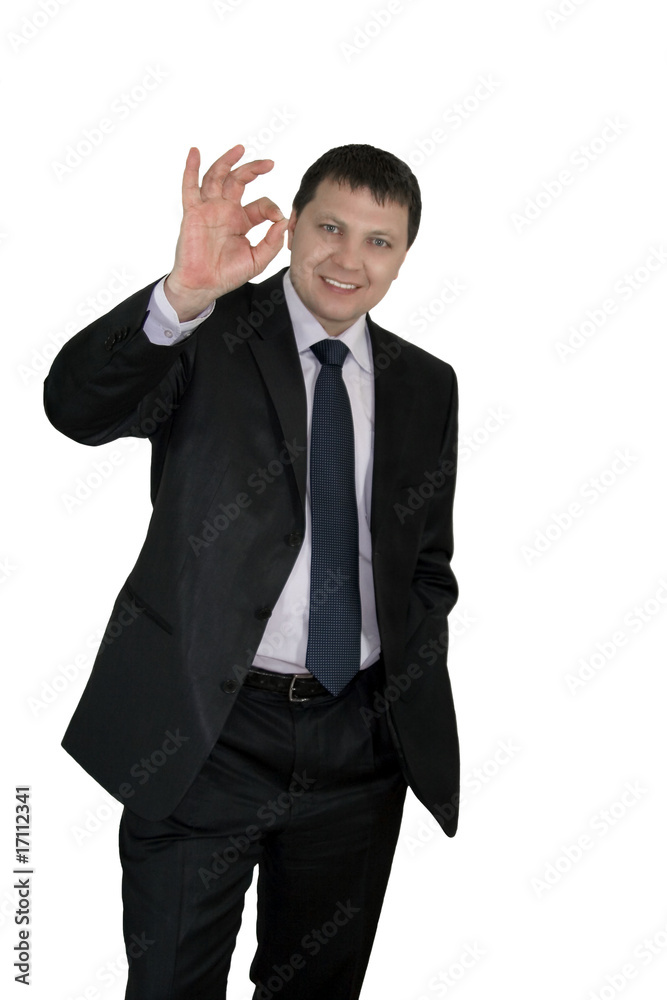 businessman showing ok isolated over white businessman showing ok isolated over white