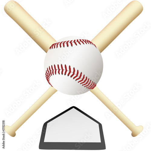 Baseball Emblem crossed bats over home plate