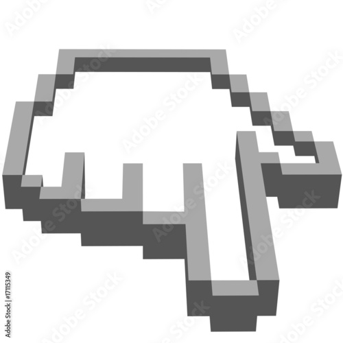 Computer hand cursor points at the user