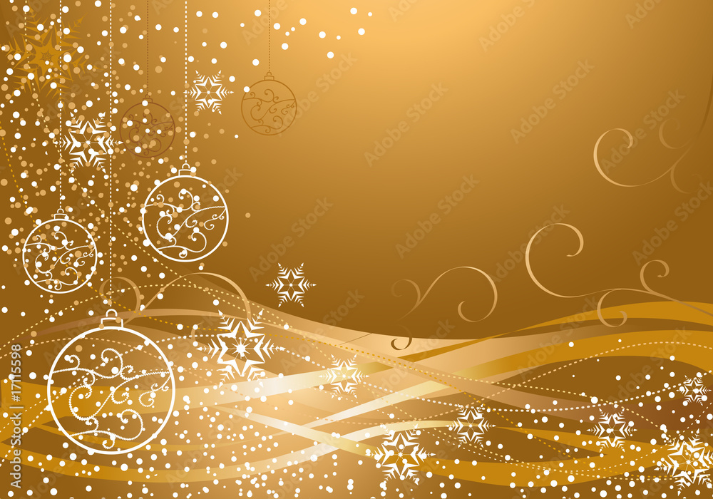 gold Christmas decoration - obrazy, fototapety, plakaty 