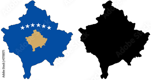 vector  map and flag of kosovo