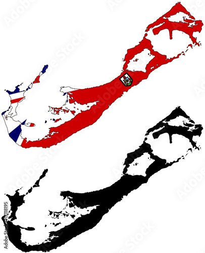 vector  map and flag of bermuda