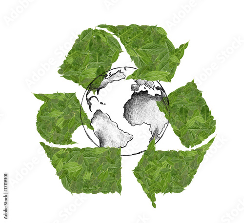 logo recyclage sur terrre crayon