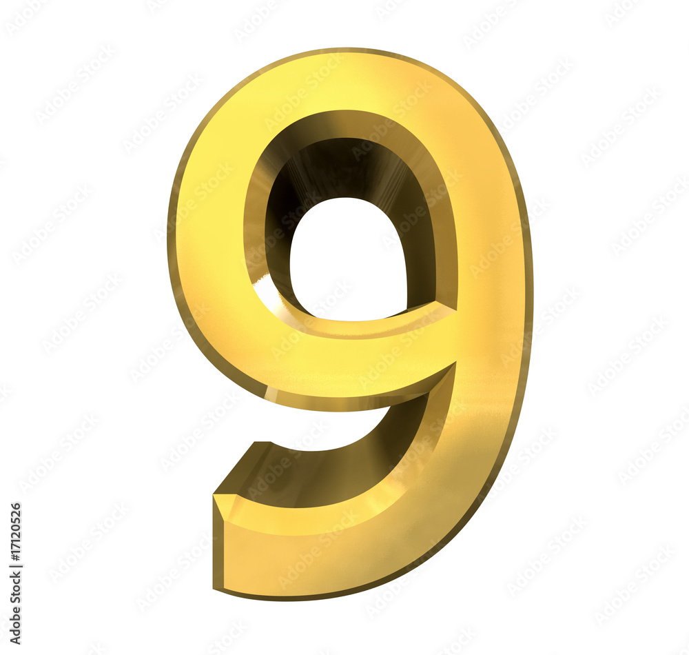 3d number 9 in gold 3d number 9 in gold