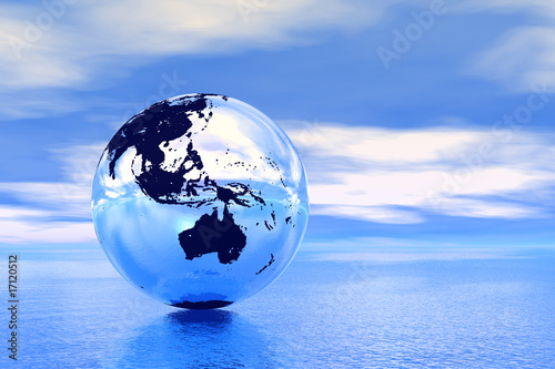 Globe in ocean