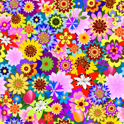 Abstract seamless floral pattern (vector)