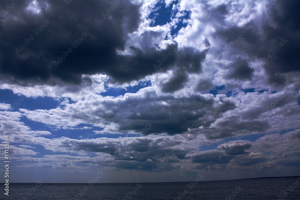 Dark clouds over a sea