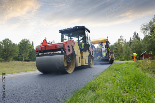 steamroller and paving