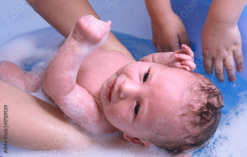 newborn in the bath