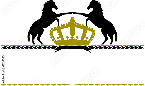 Fototapeta Naklejka Na Ścianę i Meble -  Horse silhouette on white background with crown