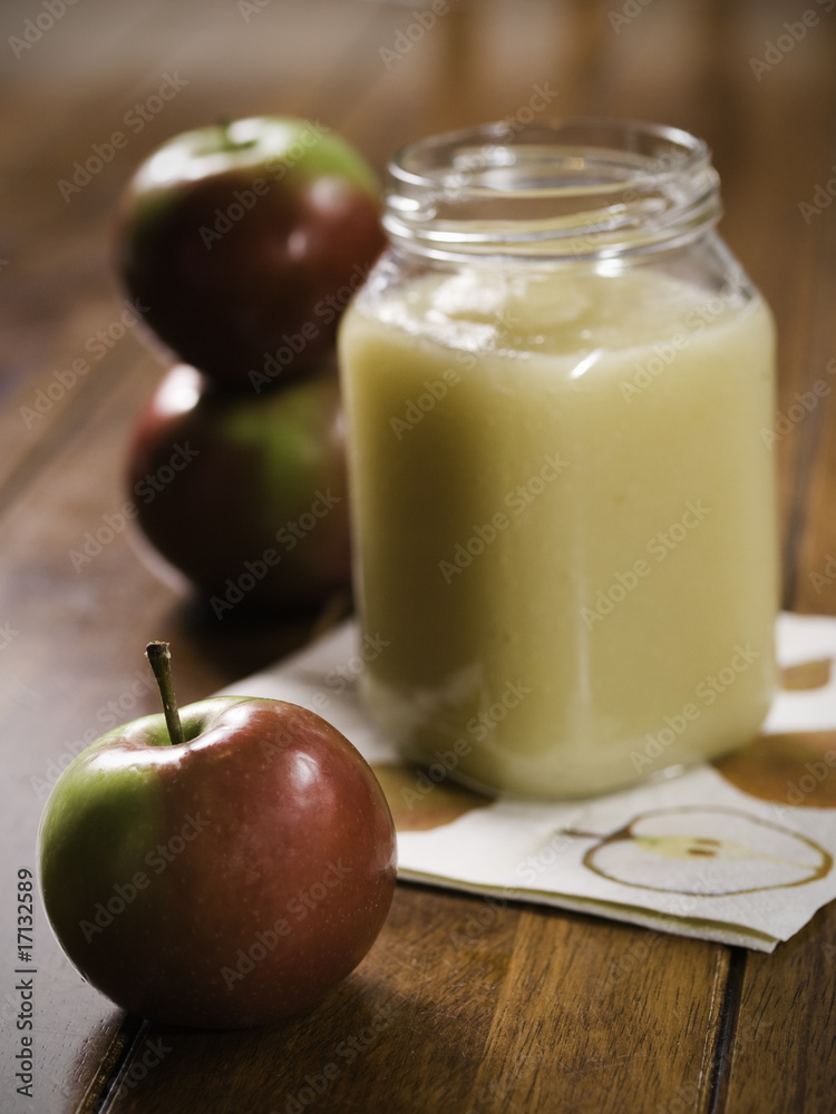 apple on table with stewed apple on table with stewed