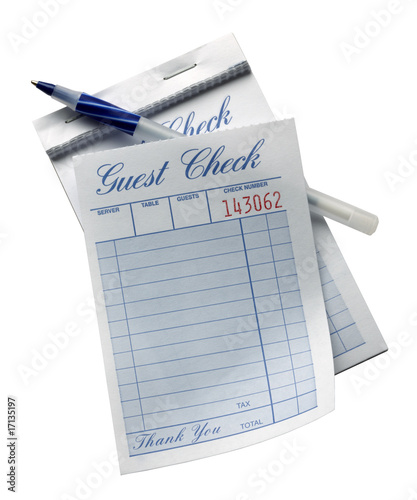 Blank restaurant check
