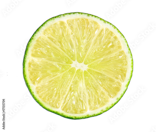 A slice of lime isolated on white