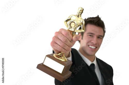 successful man with a trophy