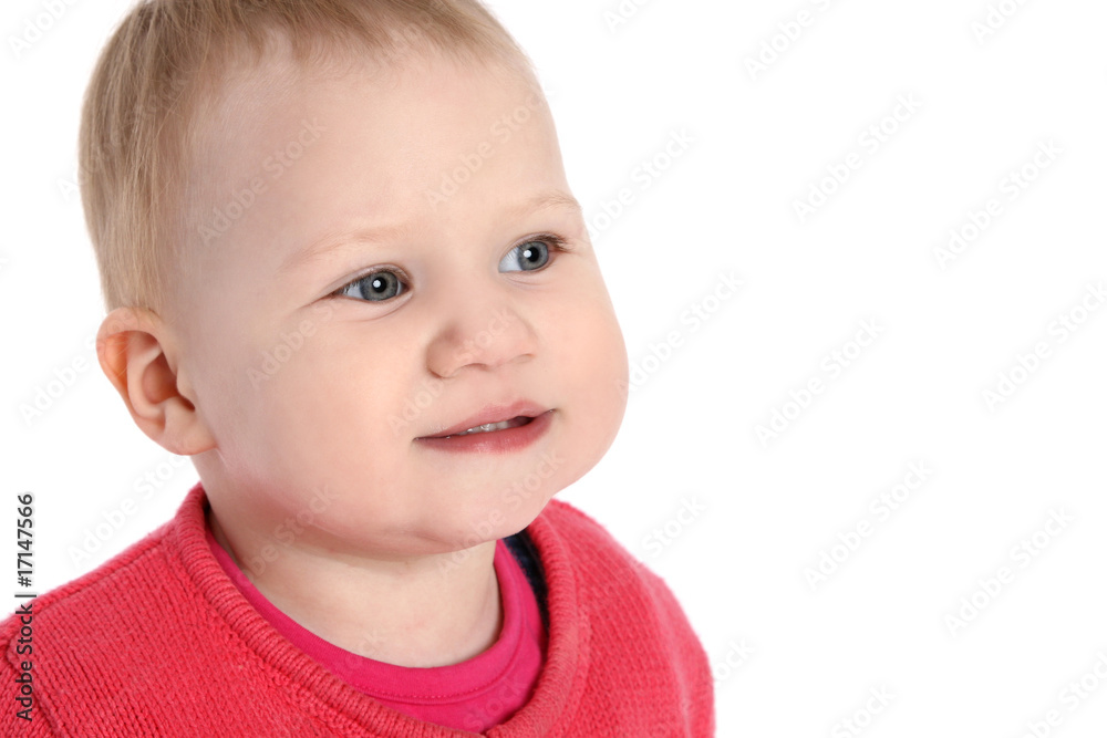 Portrait of sweet little baby girl on white background Portrait of sweet little baby girl on white background