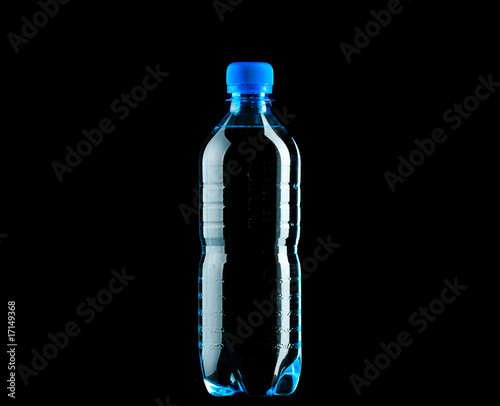 bottle of water isolated on black
