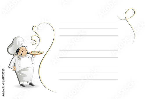 Chef with note pad,menu,cmyk