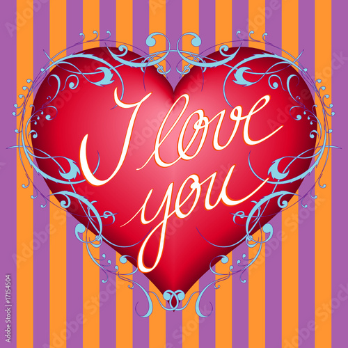 I love you-Herz mit floralem Ornament