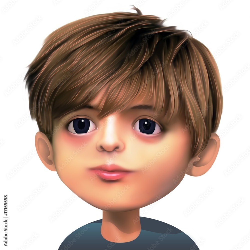 Boy with brown hair and dark eyes Stock Illustration | Adobe Stock