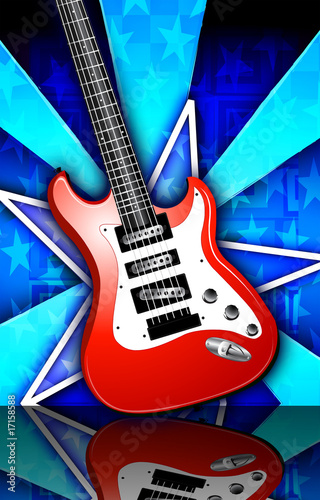 Star Birst Red Rock Guitar Illustration photo