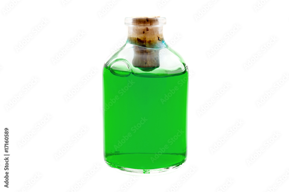 Green liquid in the bottle Green liquid in the bottle