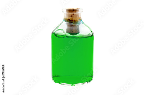 Green liquid in the bottle