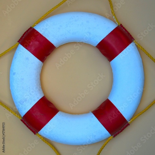Red and white life buoy ring