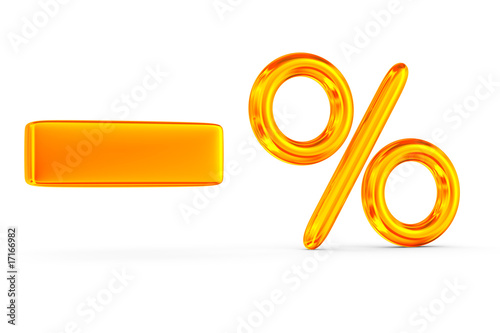 decrease percent on white background. Isolated 3D image