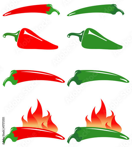 Red and green hot peppers