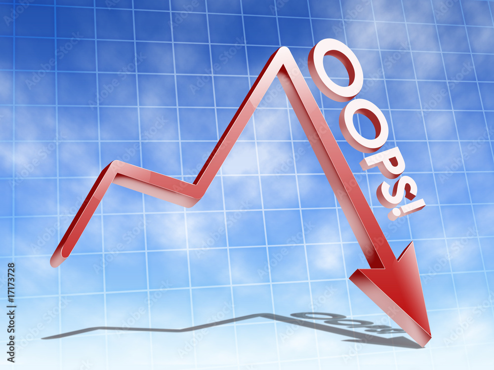 Photography falling down financial graph (index)