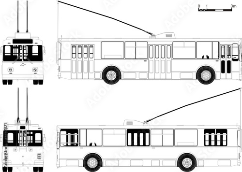 Vector schematic drawing urban trolley