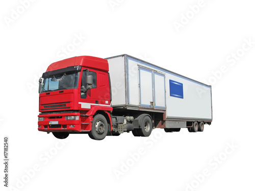 diesel (fuel) heavy cargo trucks (lorry) on speed highway