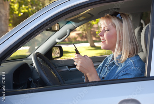 Woman Text Messaging While Driving
