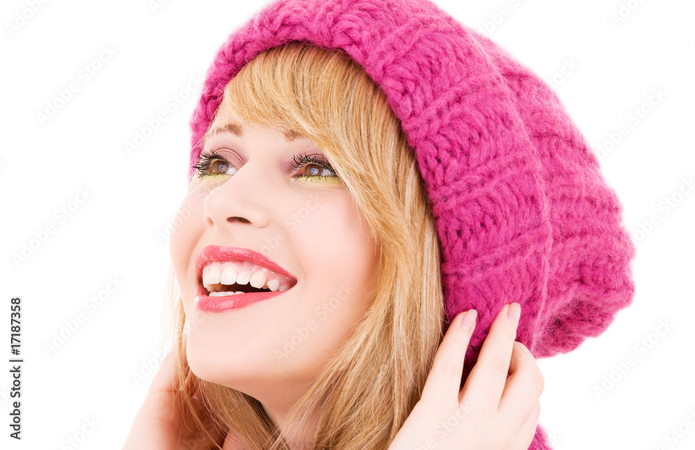 happy teenage girl in hat happy teenage girl in hat
