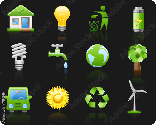 Environment_black background icon set