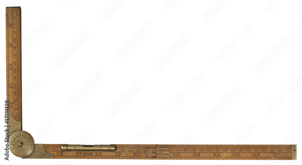 Antique carpenter's boxwood folding rule of 19th century Antique carpenter's boxwood folding rule of 19th century
