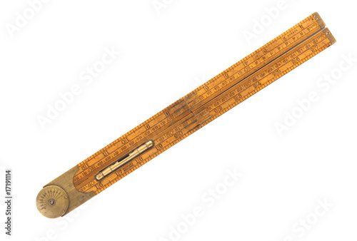 Antique carpenter's boxwood folding rule of 19th century