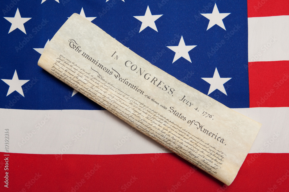 Fototapeta premium Flagge der USA mit Unabhängigkeitserklärung