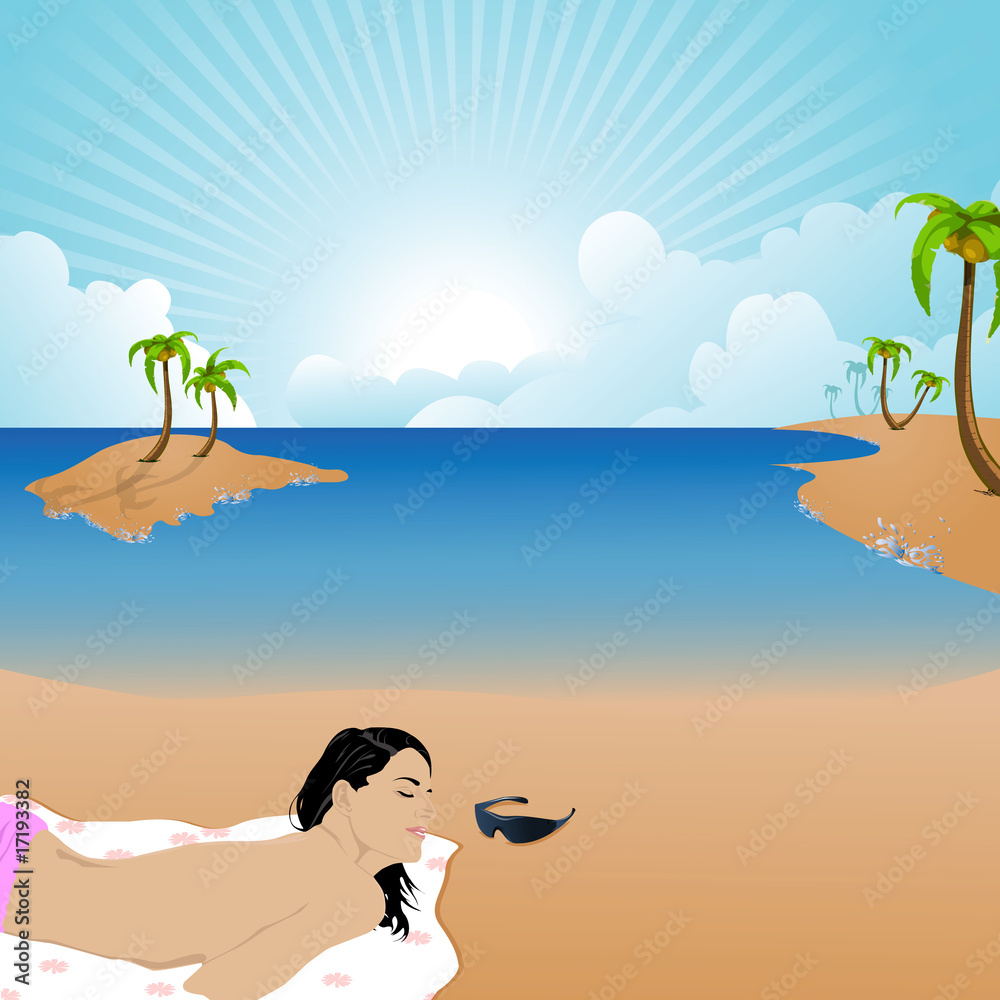 woman having sunbath at a beach