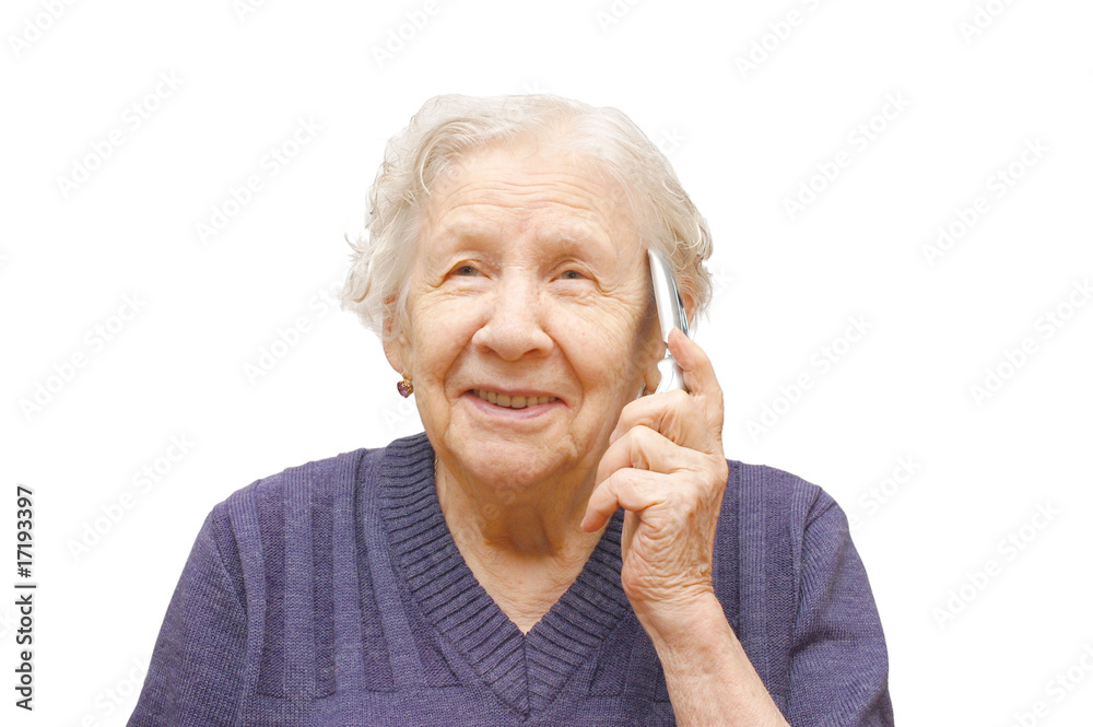 grandmother talking with a mobile phone
