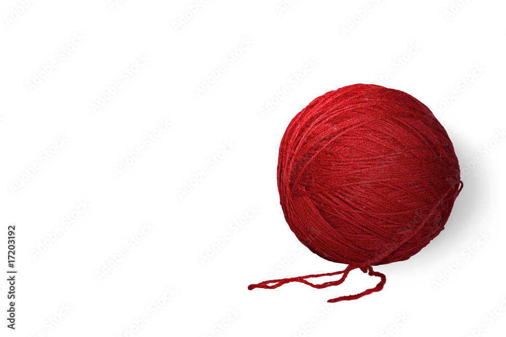 Gomitolo di lana rosso (con ombra (RAL 3027) Stock Photo