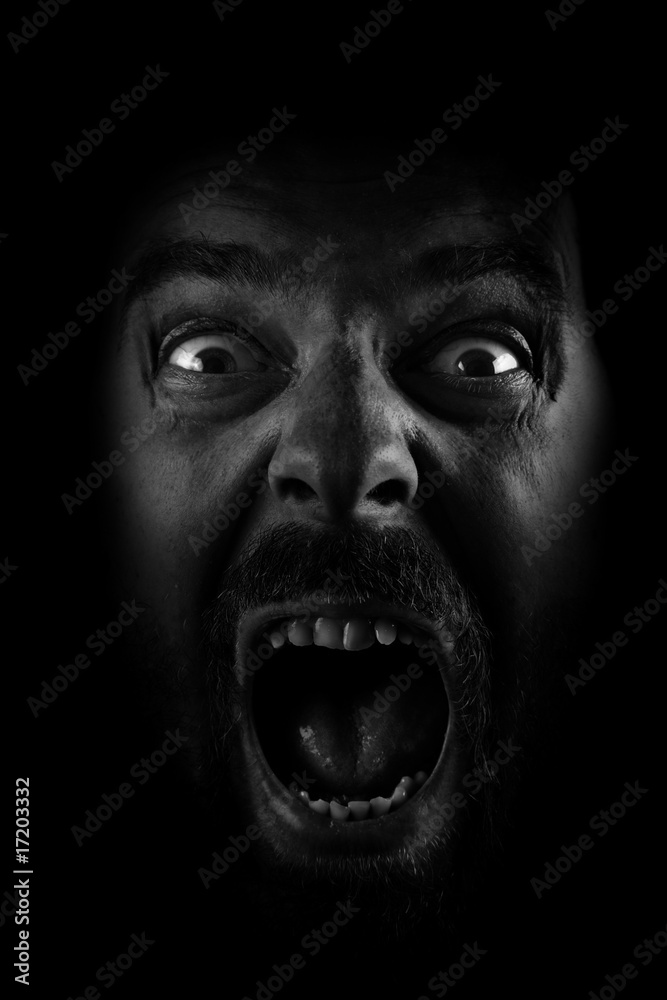 Scream of spooky scary dark horror face Stock Photo