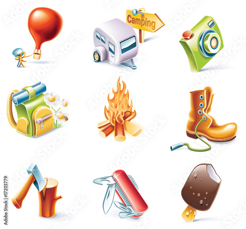 Vector cartoon style icon set. Part 14. Traveling