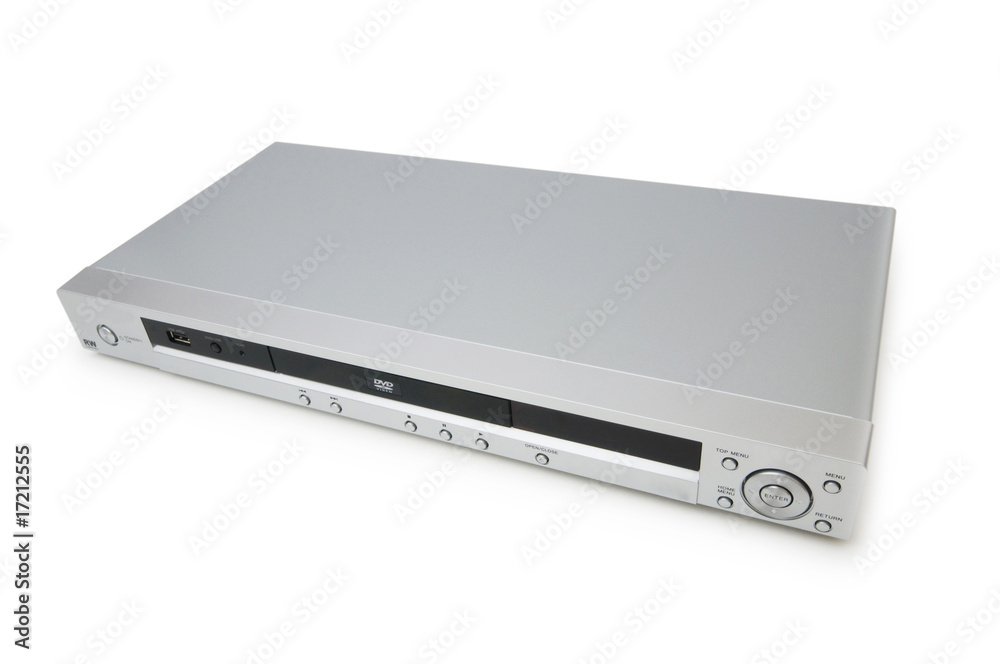 Silver DVD player isolated on the white Silver DVD player isolated on the white