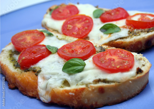 Close Up of Pesto Bruschetta