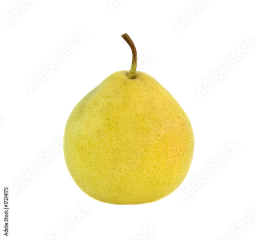 ripe fresh yellow pear isolated on white