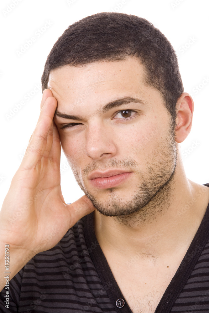 Portrait of a young man in agony (headache) Portrait of a young man in agony (headache)