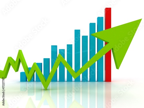 Green arrow on business graph